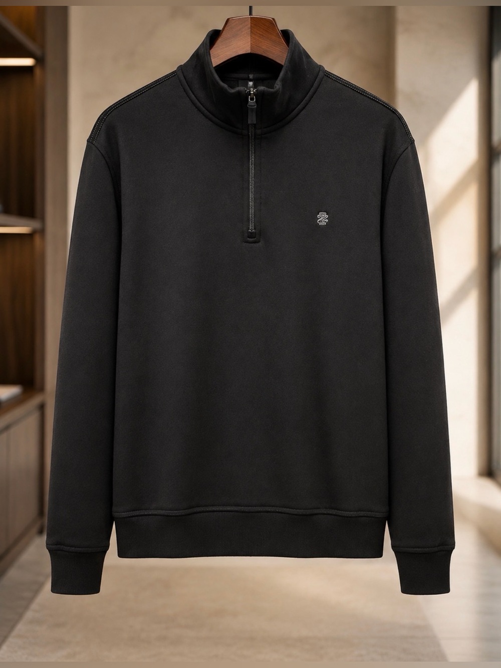 izod size large black 1/4 zip sweater